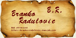 Branko Radulović vizit kartica